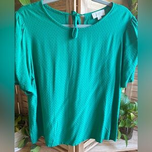 Loft Green Textured Short Sleeve Top